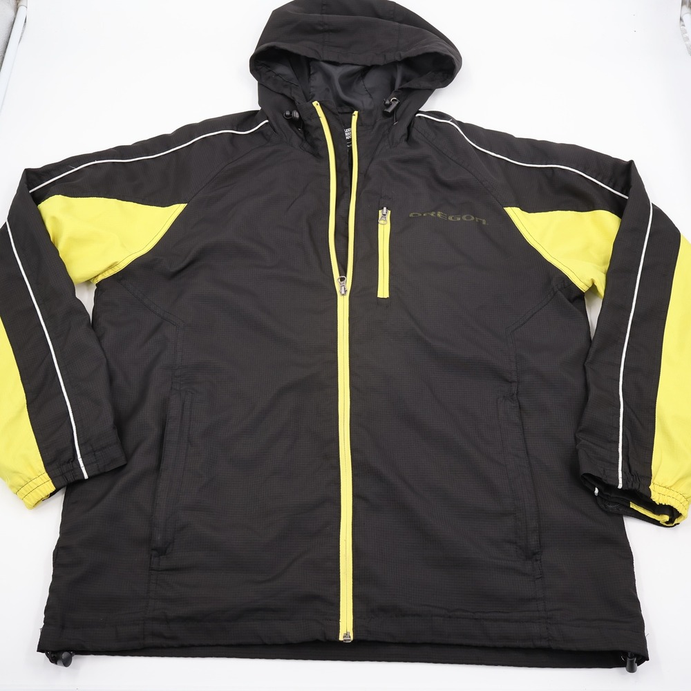 G-III Sports Oregon Ducks Windbreaker Mens Medium Black Yellow Hooded Ripstop